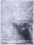 ERNESTO BAZZARO, A View of the Darsena in Milan, etching, earlier state